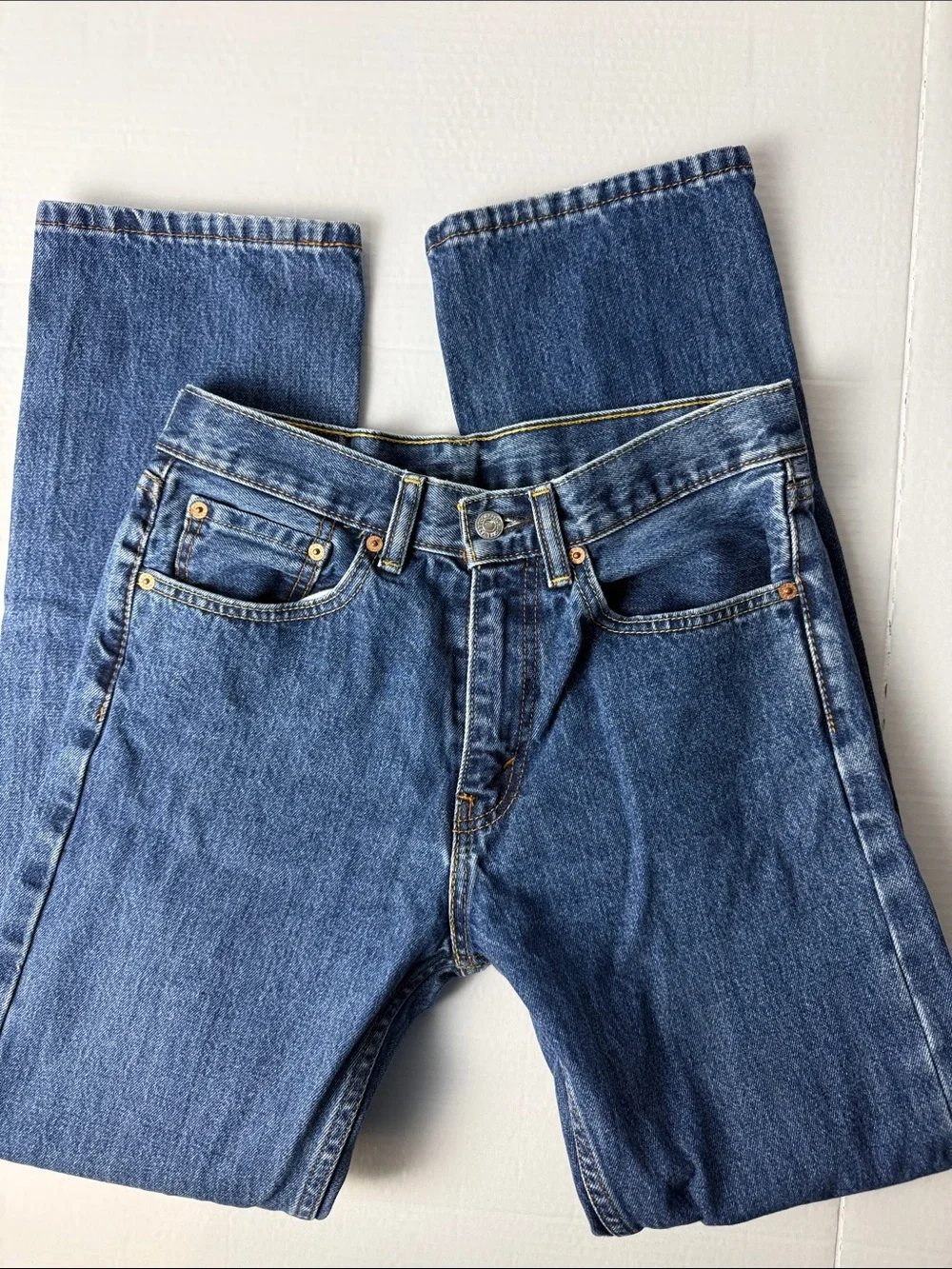 Levi's 505 Straight Fit Dark Blue Denim Jeans W31 L32 EUC vintage